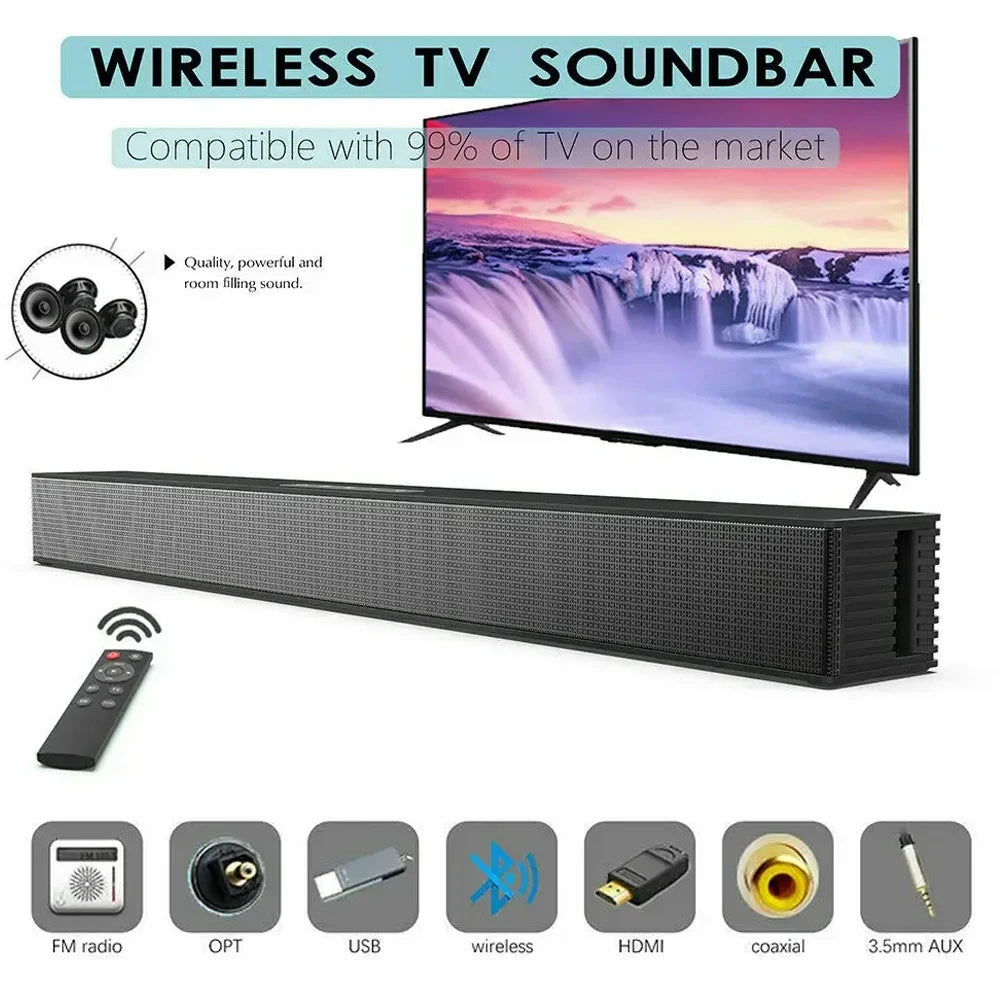 Sistema de Altavoces con Barra de Sonido Inalámbrica Bluetooth, Sonido Envolvente Estéreo, Altavoz de Sonido Superpotente, Sistema de Cine en Casa con Cable para TV y Proyector