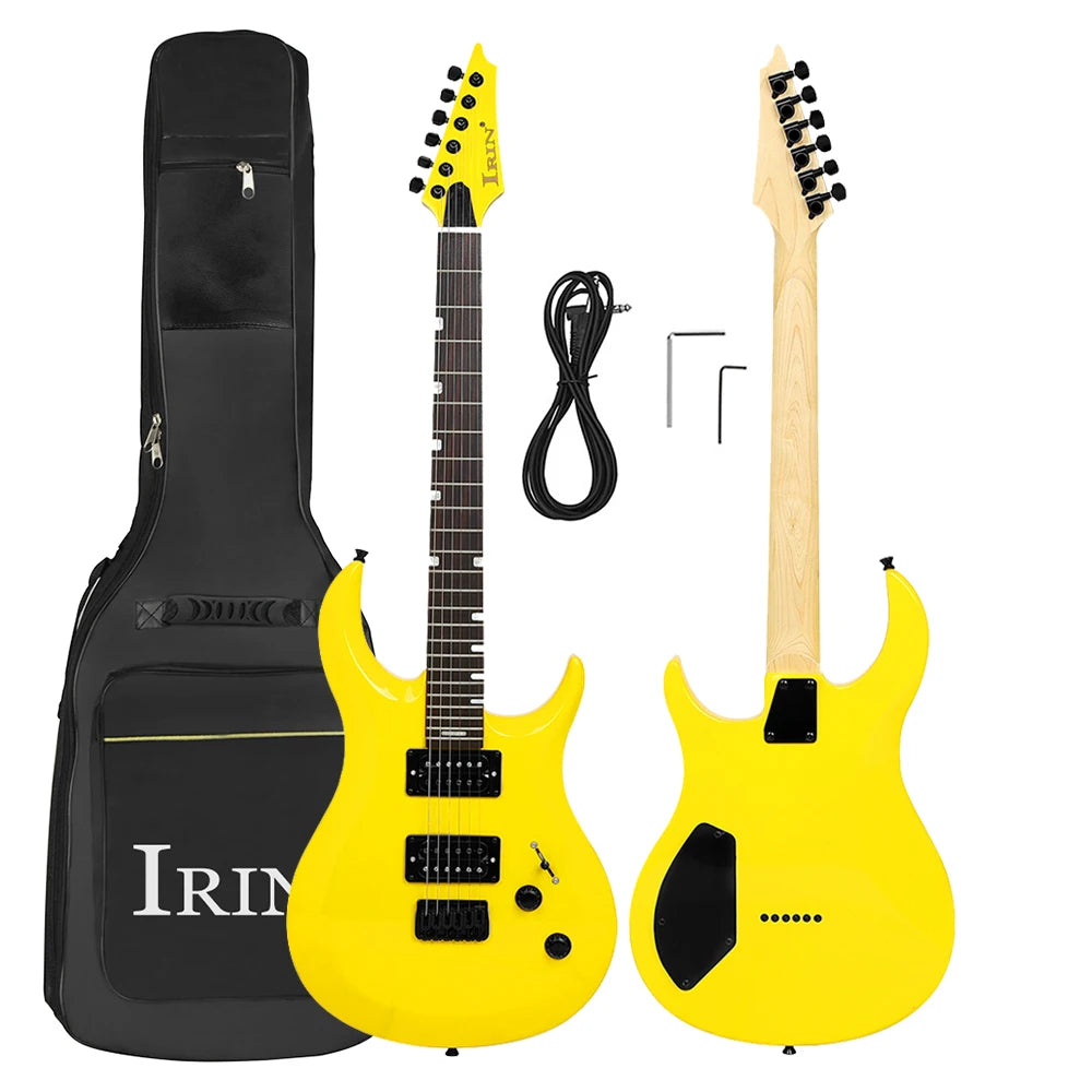 IRIN-Guitarra eléctrica de 6 cuerdas, 24 trastes, cuerpo Oguman, mástil de arce, Guitarra eléctrica colorida con Cable de conexión de llave de bolsa