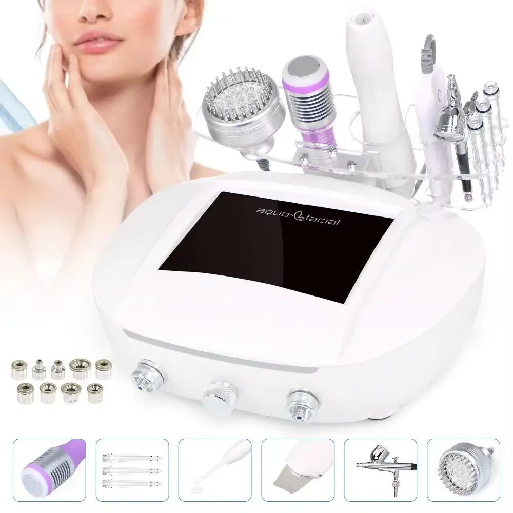 5 en 1: dispositivo de limpieza ultrasónica, eliminación de células muertas, microdermoabrasión con fotones, eliminación de arrugas, pulverizador facial, máquina de belleza para una piel suave.
