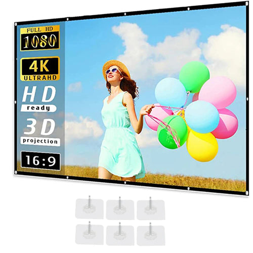 Pantalla de proyección 16:9 con marco negro rectangular