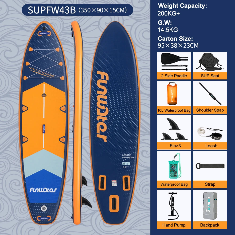 Tabla de Paddle Surf Inflable FunWater, Tabla de Surf SUP, 335*84*15CM, Antideslizante, para Deportes Acuáticos