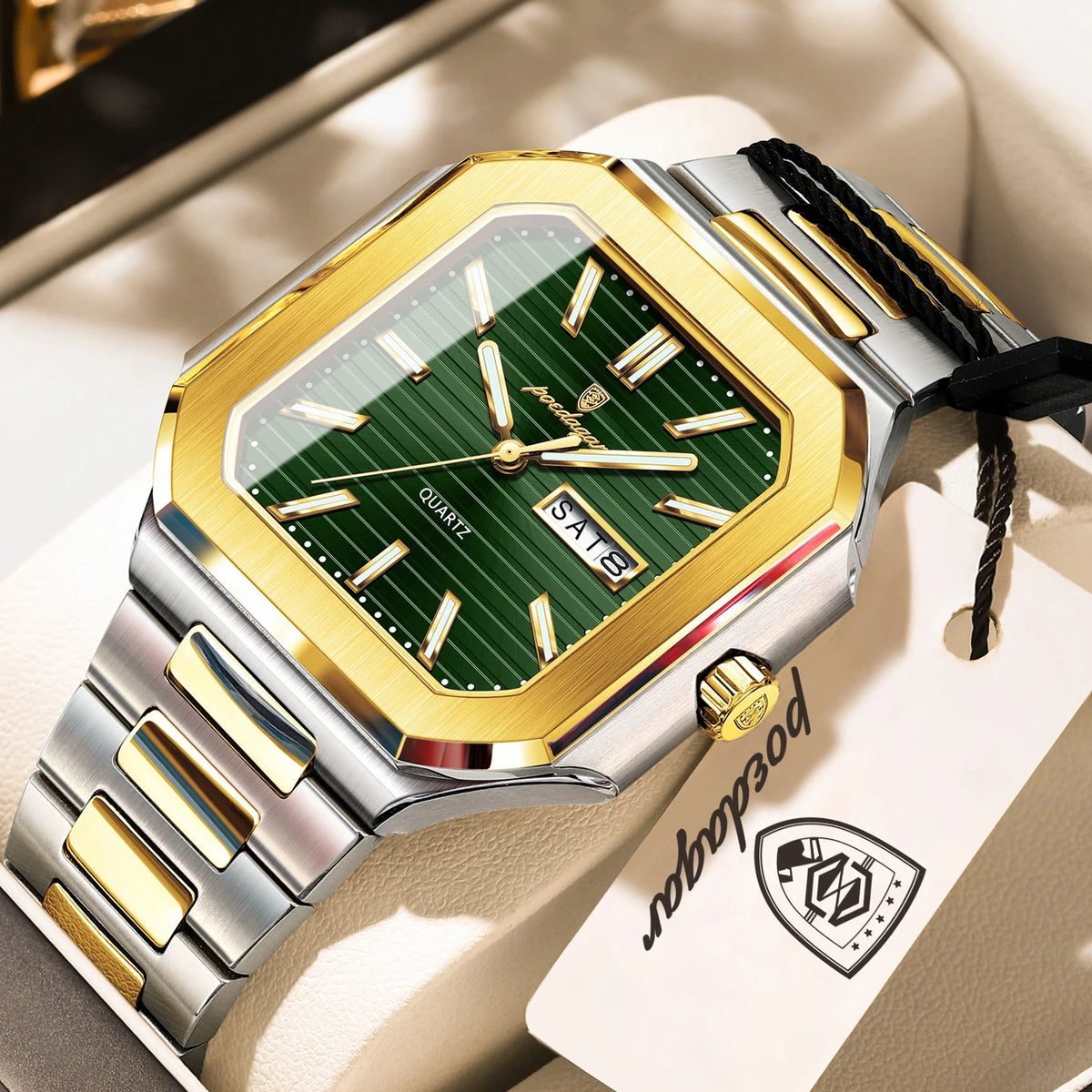 Reloj de cuarzo para hombre POEDAGAR, de negocios, impermeable, luminoso, con fecha y día, clásico, de acero inoxidable