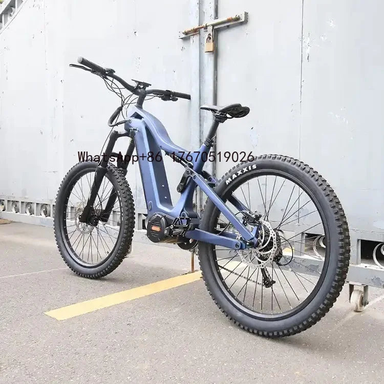 Bicicleta eléctrica de montaña con motor central potente de 1000w, suspensión total, cuadro de fibra de carbono, stock en la UE.