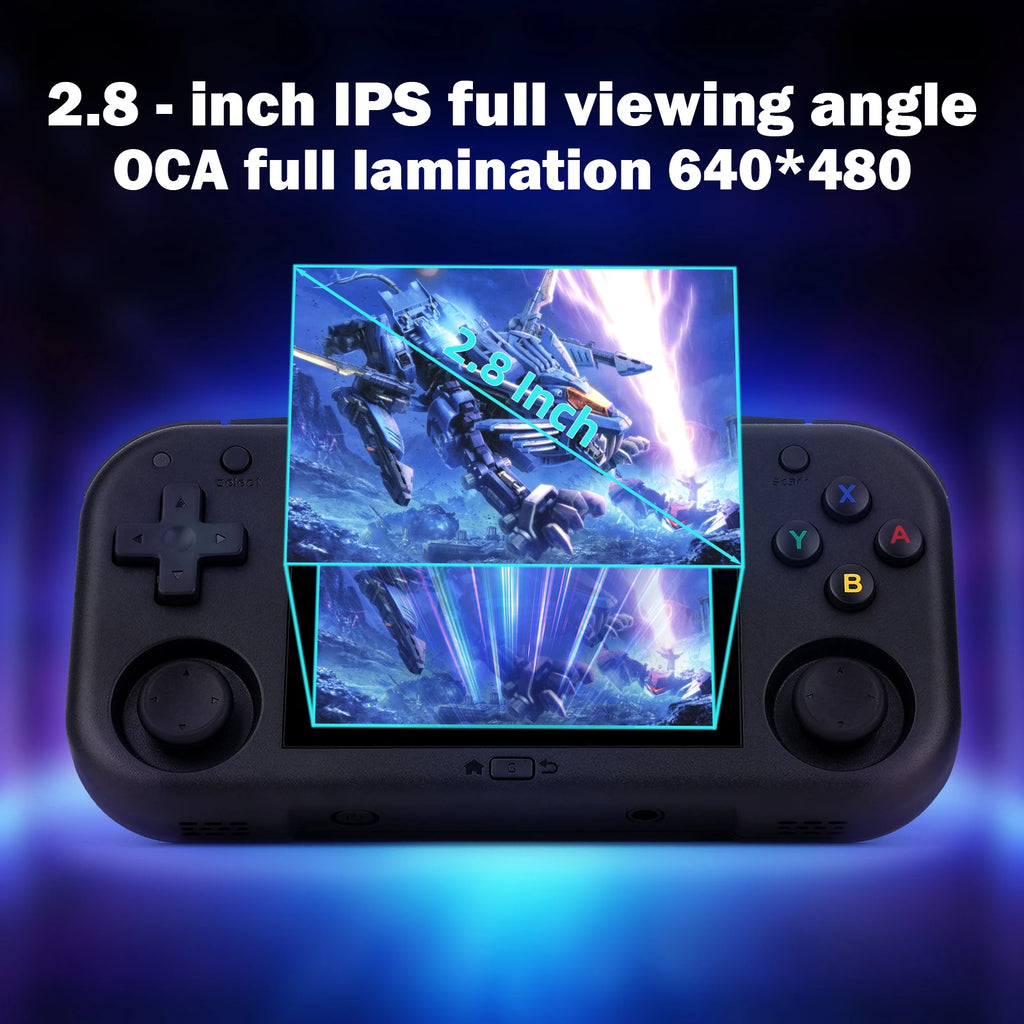 Ampown Mini Zero 28 Consola de Juegos Retro de Bolsillo, Pantalla IPS OCA de 2.8", Consola Portátil Android, 2900mAh, 64GB, ERO28, Regalo