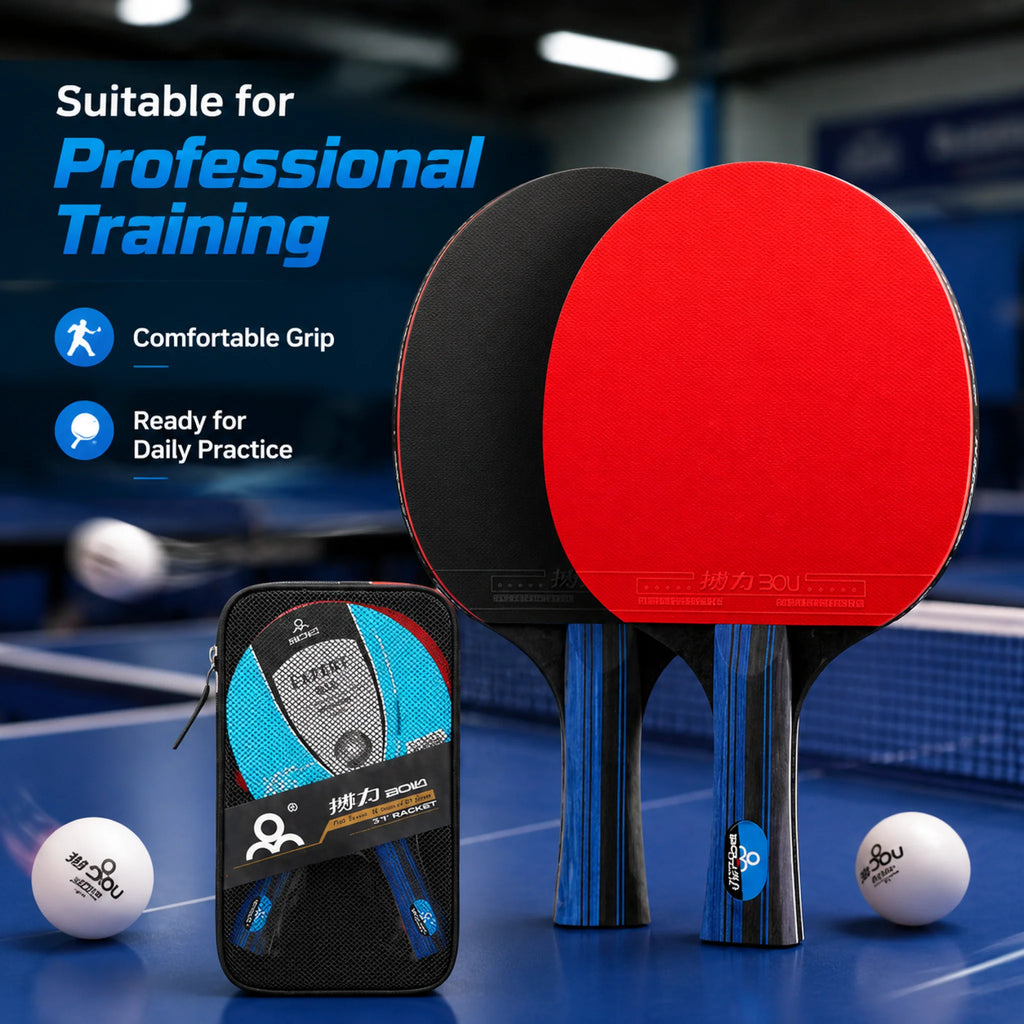 Raquetas de tenis de mesa de 5 estrellas, juegos profesionales de alto rendimiento con bolsa de transporte, entrenamiento, madera maciza pura, alta elasticidad
