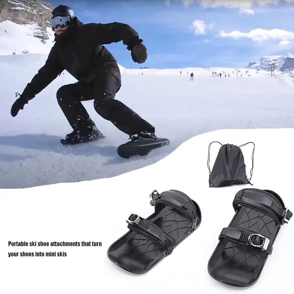 Patines de Esquí Cortos, Botas de Esquí, Tablas de Snowboard Ajustables para Adultos, Snowblades Portátiles para Deportes de Invierno al Aire Libre