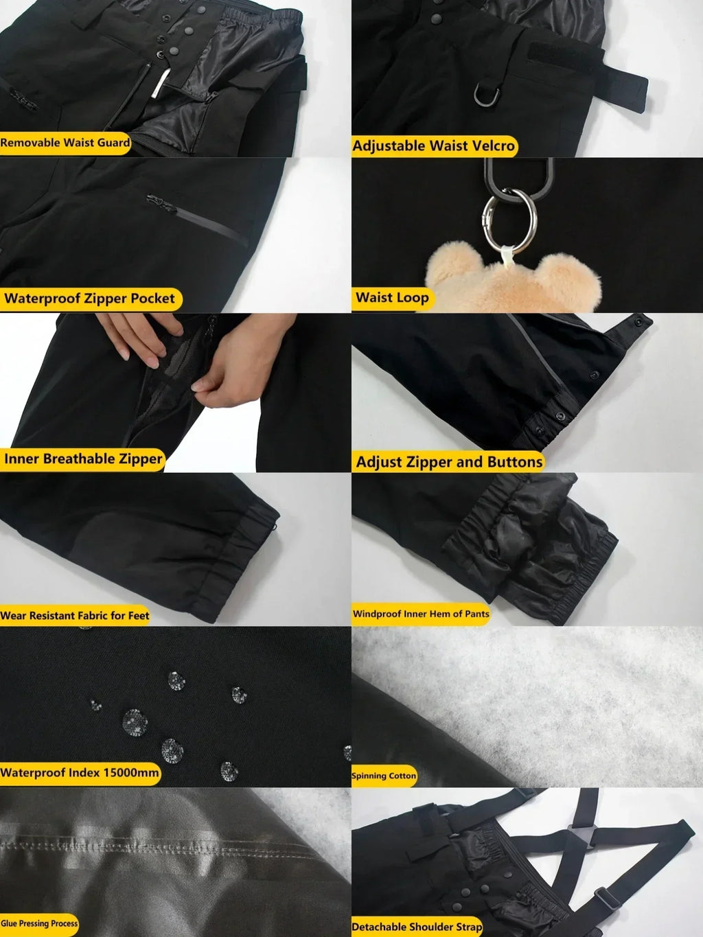 Nuevos pantalones de esquí para hombre, monos de esquí cálidos y gruesos para exteriores, pantalones de snowboard holgados impermeables a prueba de viento para nieve