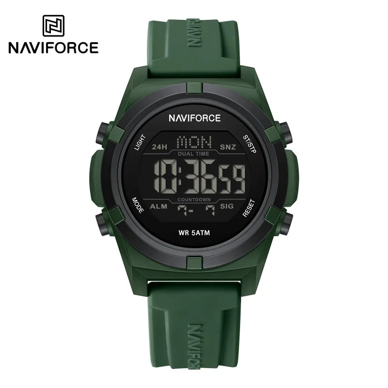 Reloj NAVIFORCE 2026 para hombre, reloj con alarma, cronómetro, resistente al agua 5ATM, pantalla dual LCD, reloj de pulsera de cuarzo para uso diario, casual y deportivo