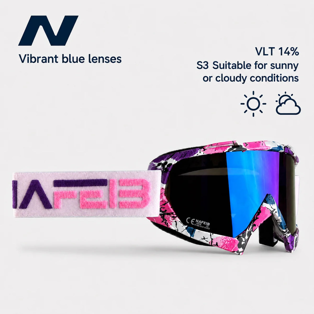 Gafas de Esquí, Aptas para Esquí y Snowboard, Gafas de Motociclismo para Todas las Estaciones, Equipadas con Lentes Anti-UV HD UV400