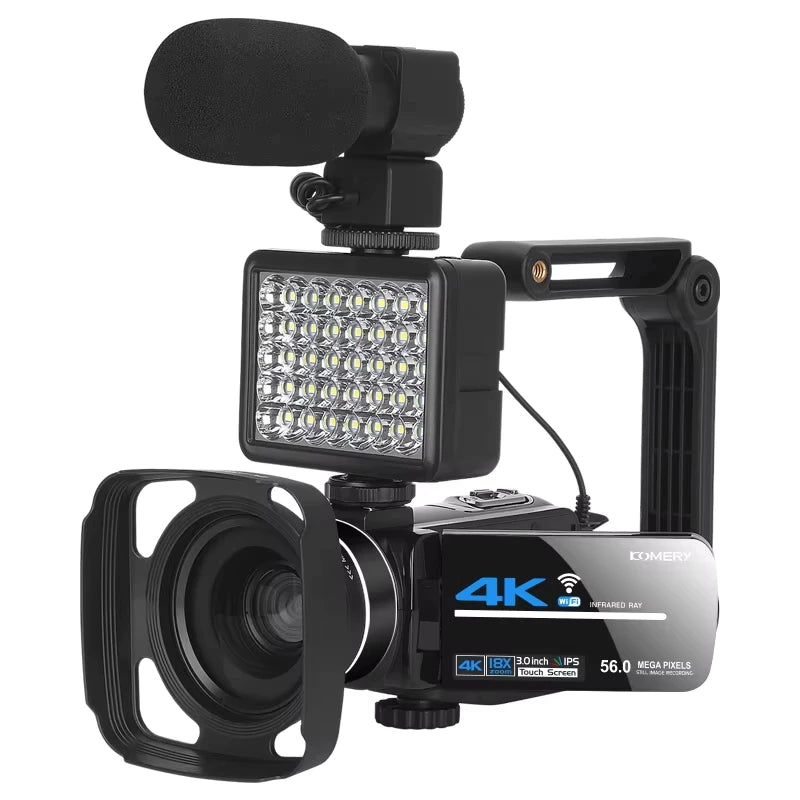 Cámara de vídeo Digital 4K de 56MP, videocámara Vlogging de visión nocturna infrarroja 18X, pantalla táctil de 3,0 pulgadas, cámara web WIFI para Youtube y vivo