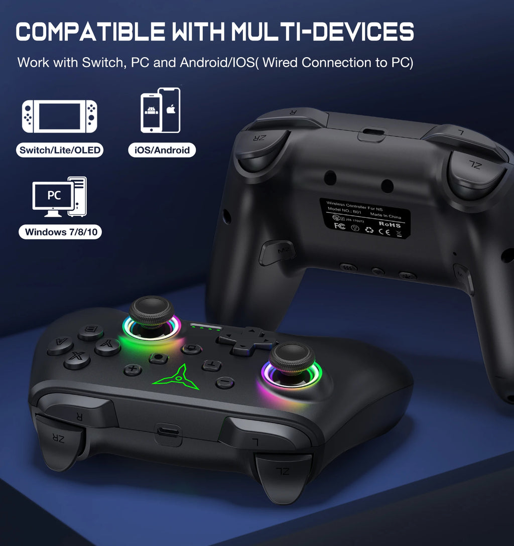 Control Inalámbrico BEBONCOOL para Switch 2 con Joystick y Doble Vibración, Compatible con Switch OLED/Lite, Control Remoto para Juegos