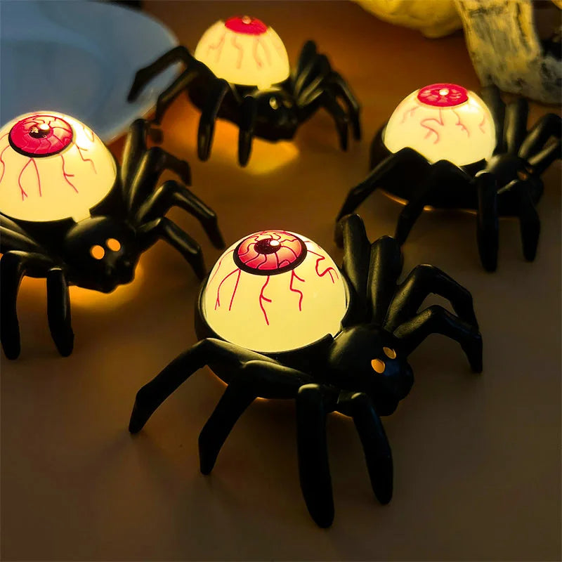 Decoración de Halloween: Lámpara LED de vela con forma de calavera y araña de plástico para el hogar, bar, casa encantada, fiesta de Halloween y accesorios de terror