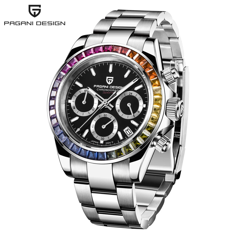 Reloj de cuarzo deportivo para hombre PAGANI Design 2026, marca de lujo, cronógrafo de acero inoxidable con cristal de zafiro, resistente al agua.