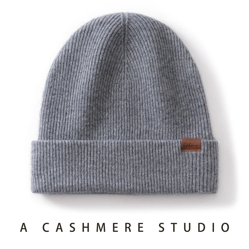 Gorros de invierno para mujeres/hombres, gorros informales para exteriores, gorros tejidos de Cachemira, gorro grueso de dos capas, gorro cálido a prueba de viento para Unisex