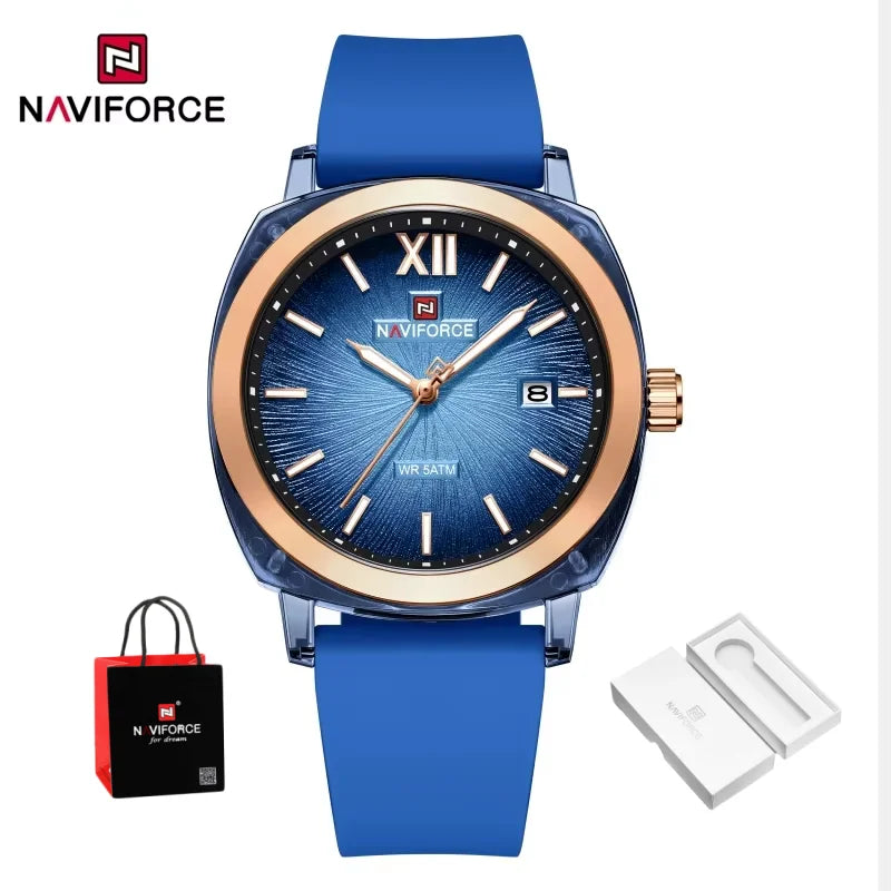 Reloj de cuarzo para mujer NAVIFORCE de moda y sencillo, con correa de silicona, manecillas luminosas, a prueba de golpes y resistente al agua, ideal para regalo.
