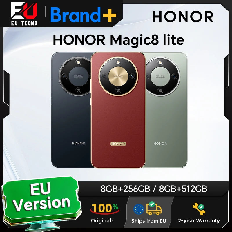 HONOR Magic8 lite, nuevo smartphone 5G 2026, versión UE, triple resistencia, batería de 7500 mAh, cámara principal de 108 MP, pantalla AMOLED de 6,79"