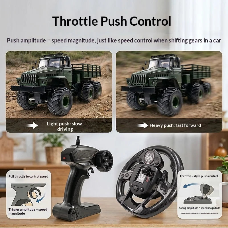 Camión Militar RC 6X4 4WD con Control Remoto, Todoterreno, Eléctrico, de Alta Resistencia, Modelo de Simulación para Adultos
