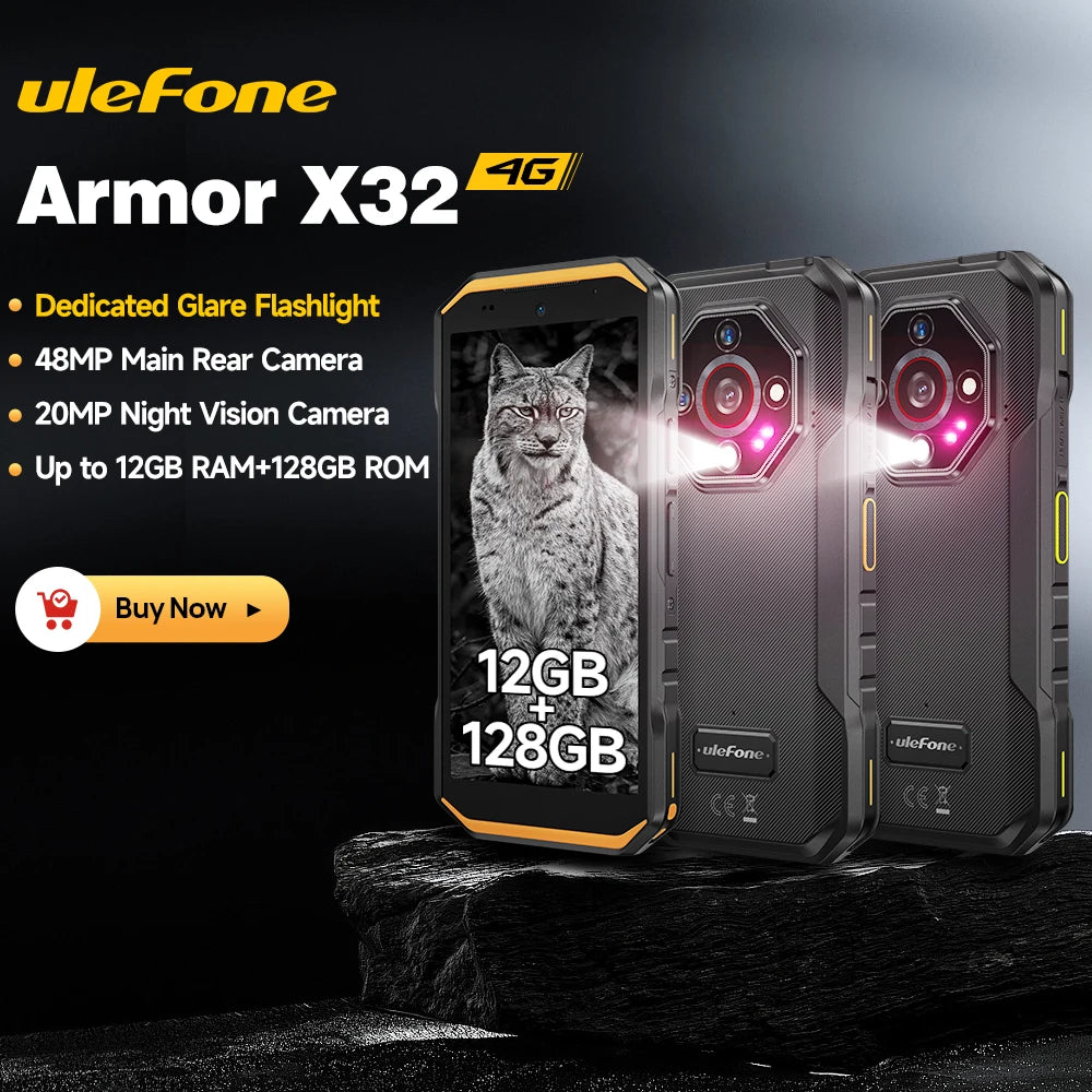 Ulefone Armor X32 4G Smartphone resistente Android 14 resistente al agua hasta 12GB RAM 128GB ROM NFC visión nocturna