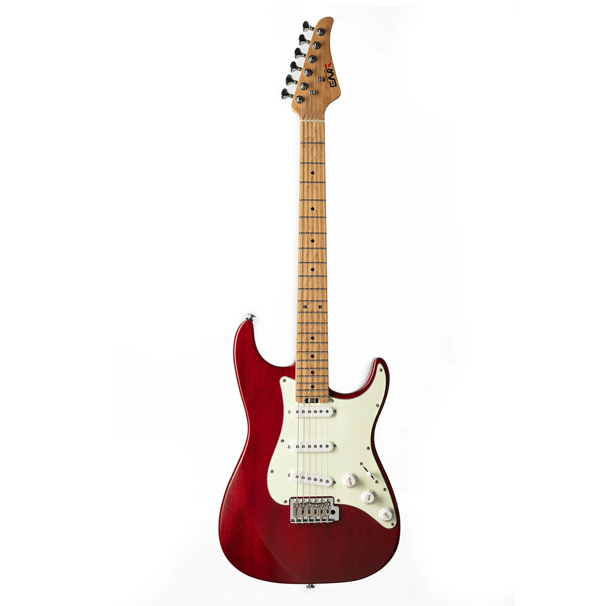 EART Guitars Nexus-S1 Guitarra eléctrica S-S-S de arce tostado/caoba de 25,5"