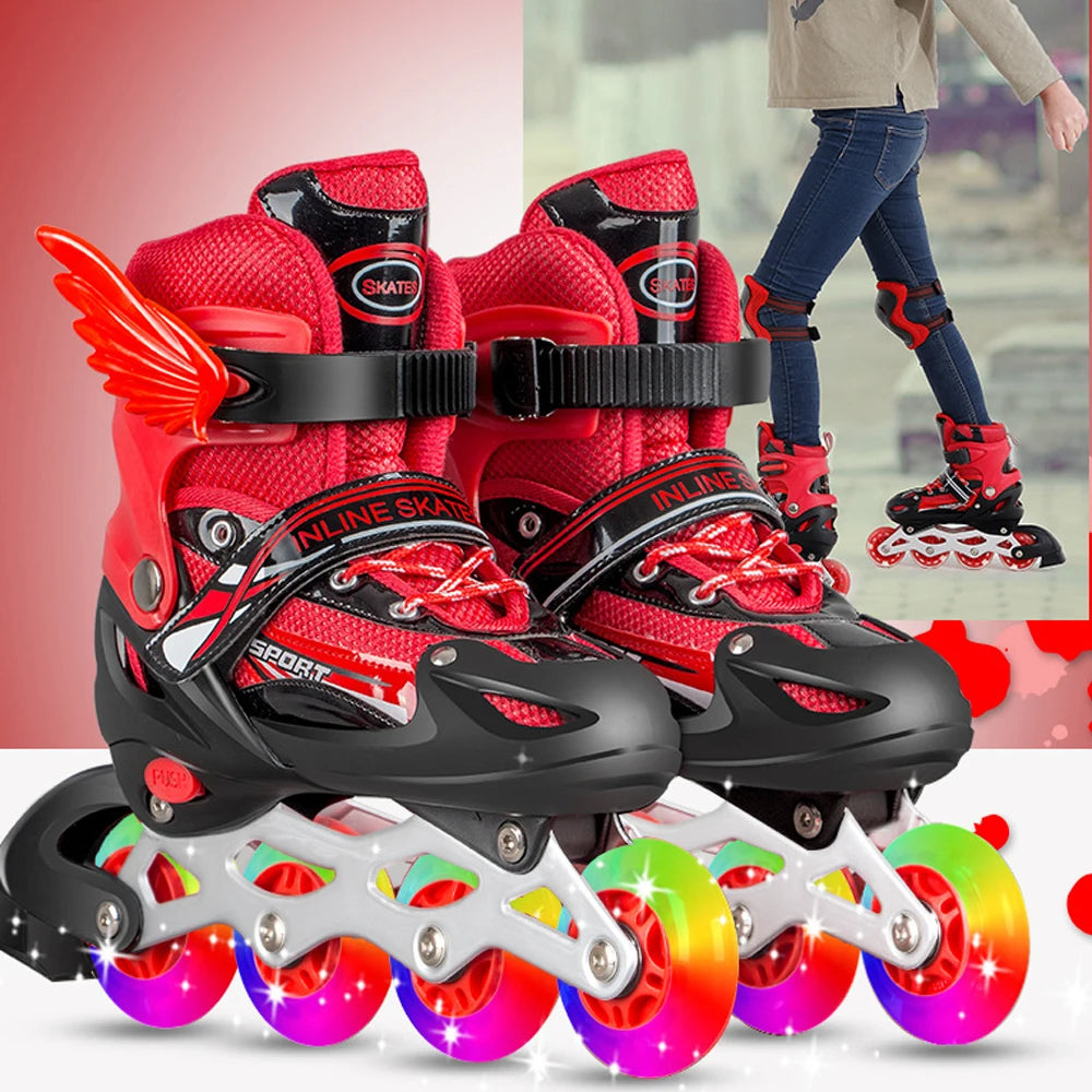 Zapatos de patín en línea parpadeantes para niños y niñas, patines de 4 ruedas para mujeres y hombres, zapatillas de patinaje al aire libre, tamaño ajustable 26-42