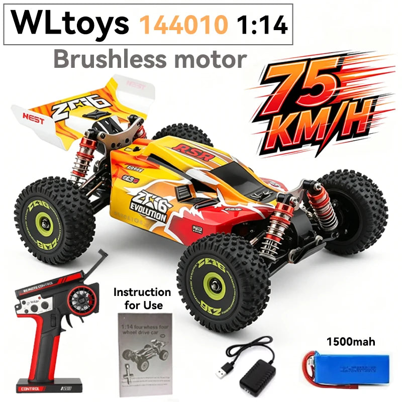 Coche RC de alta velocidad WLtoys 1/12 124017 - Vehículo eléctrico de drift 4WD sin escobillas de 75 km/h con control remoto 2.4G para carreras