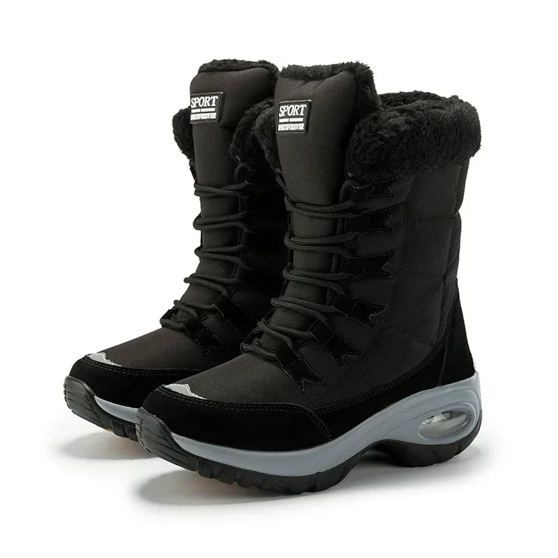 Botas De nieve cálidas De alta calidad Para Mujer, botines cómodos con cordones, impermeables, para senderismo al aire libre, Invierno 2024