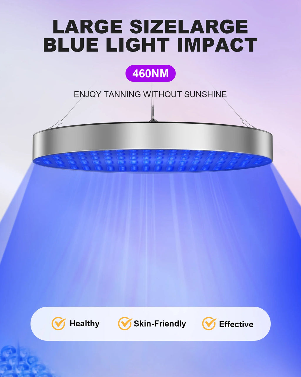 Lámpara Solarium de bronceado de 50W para todo el cuerpo, 250 Uds., luz azul, lámpara de bronceado UV redonda de 460nm, soporte ajustable plegable y ganchos para colgar