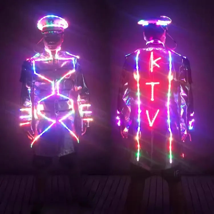 Traje de Actuación para Discoteca KTV con Luces LED de Colores Intermitentes, Disfraz Luminoso con LED Brillantes para Fiesta de Halloween y Espectáculo Escénico