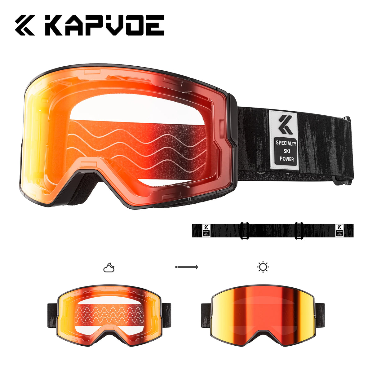 Kapvoe, nuevas gafas de esquí para hombre, máscara antiniebla para Snowboard, gafas de nieve fotocromáticas para mujer, gafas de protección UV400, gafas de invierno para moto de nieve