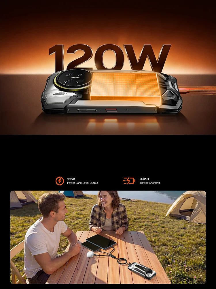 Smartphone ultrarresistente insignia DOOGEE V Max 2 5G, estreno mundial, 6,78", pantalla digital, 48 GB (16+32) de RAM + 512 GB de ROM, gran batería de 22000 mAh, Android 16, luces de camping duales, carga superrápida de 120 W