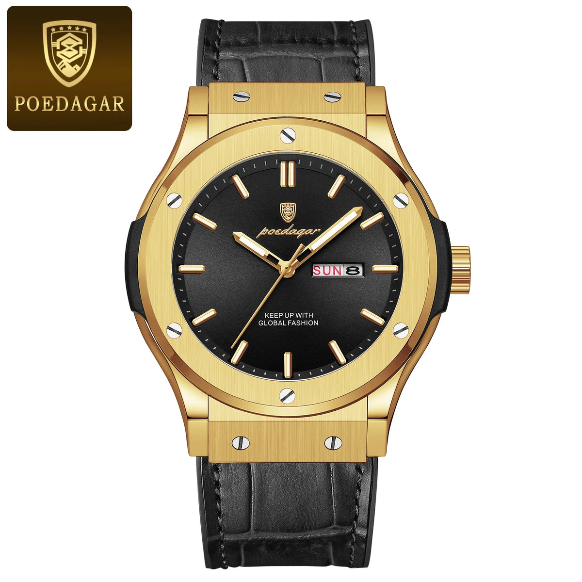 Reloj de lujo para hombre POEDAGAR, resistente al agua, con fecha y día, luminoso, correa de silicona, reloj de cuarzo a la moda para hombre