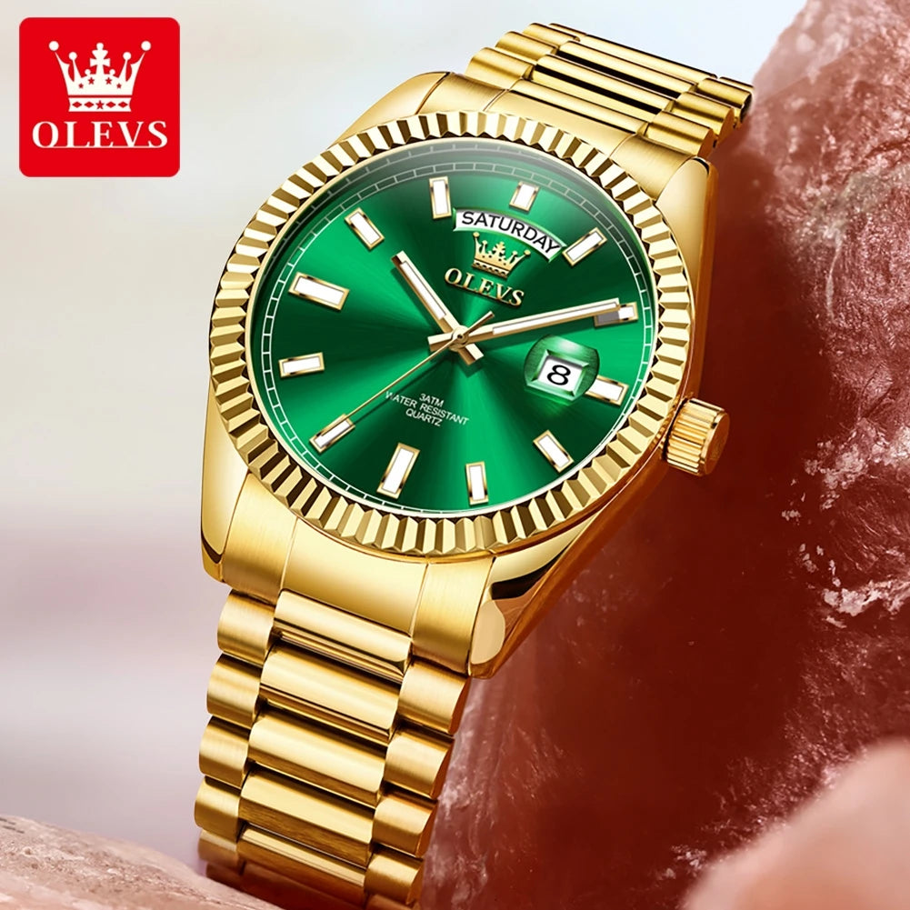 Reloj para hombre OLEVS 5650, de lujo, original, deportivo, de cuarzo, resistente al agua, con luminiscencia, día y fecha, regalo para hombre