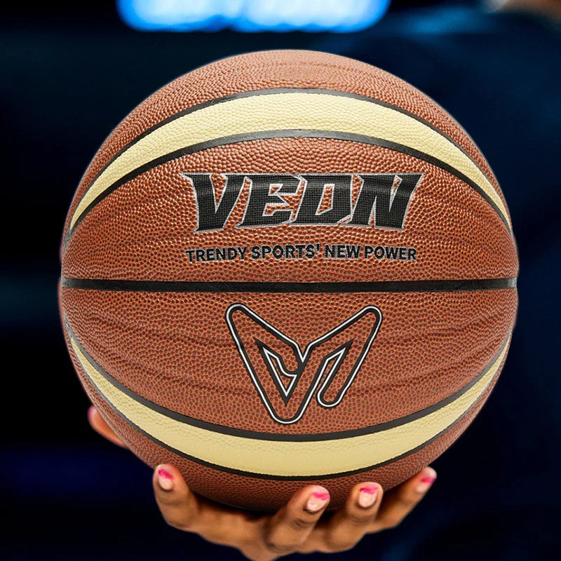 Veidoorn Baloncesto profesional de cuero PU Tamaño oficial 7 para juegos de interior/exterior Bola impermeable de agarre perfecto de alto rebote