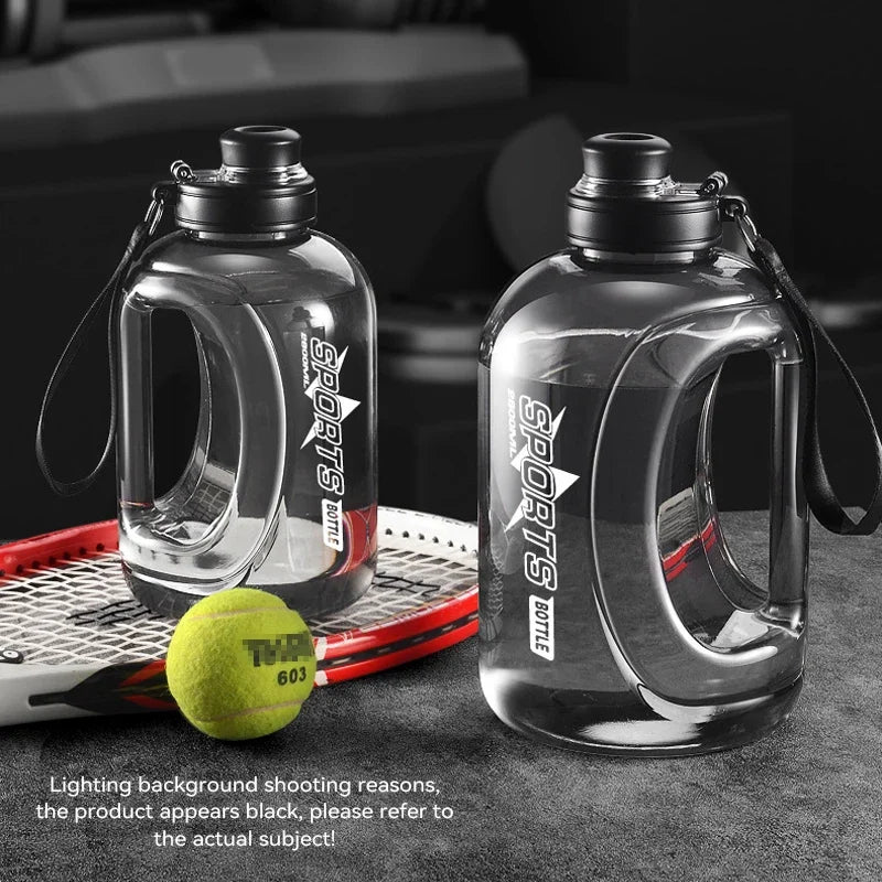 Nueva botella de agua de gran capacidad de 1,8l, taza de gran barriga, botella de agua deportiva, cubo de tonelada, taza espacial de plástico portátil para estudiantes