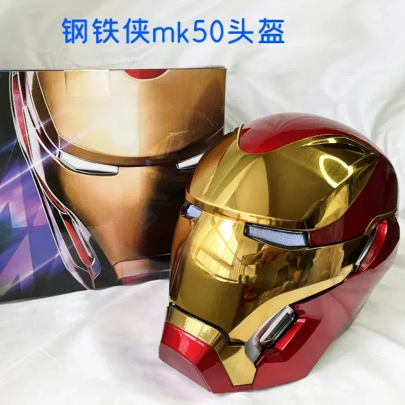 Casco de Iron Man Mk5 Mk50 Mk17 con Control por Voz Jarvis, Luz LED, Modelo de Juguete para Adultos, Regalo de Cumpleaños