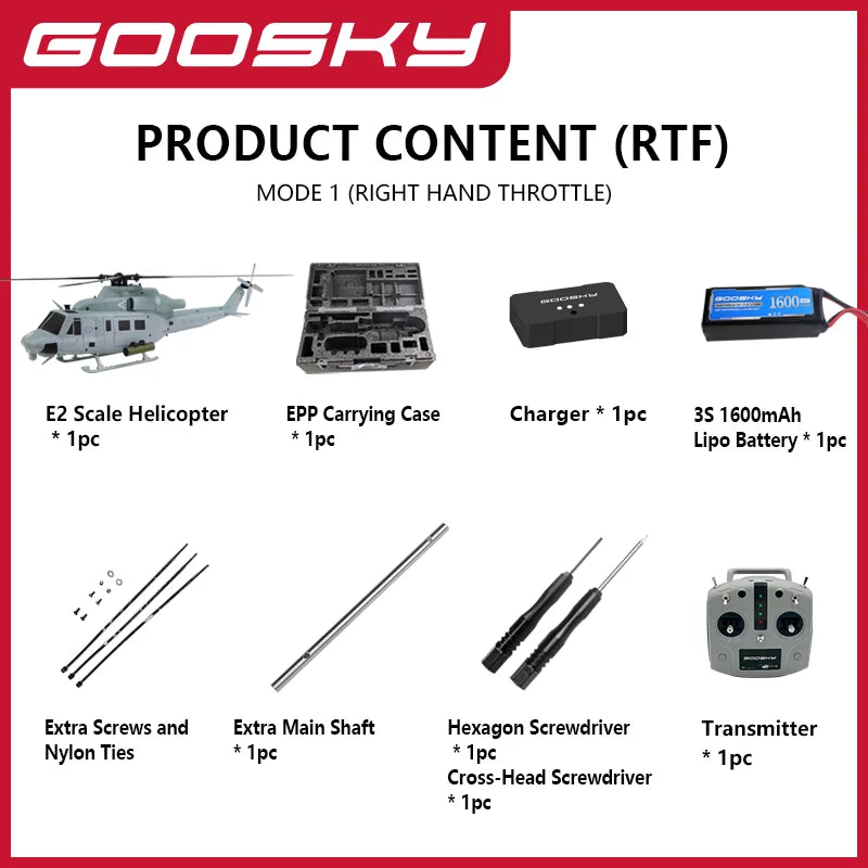 Helicóptero RC GOOSKY E2 GPS Edición Militar, Modelo a Escala, Apariencia Realista, Posicionamiento GPS, Perfecto para Entusiastas del Vuelo RC