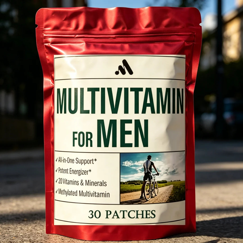 Parche Transdérmico Multivitamínico para Hombres, Contiene Vitaminas A, B6, B12, Zinc, Calcio y Vitamina D, 30 Parches