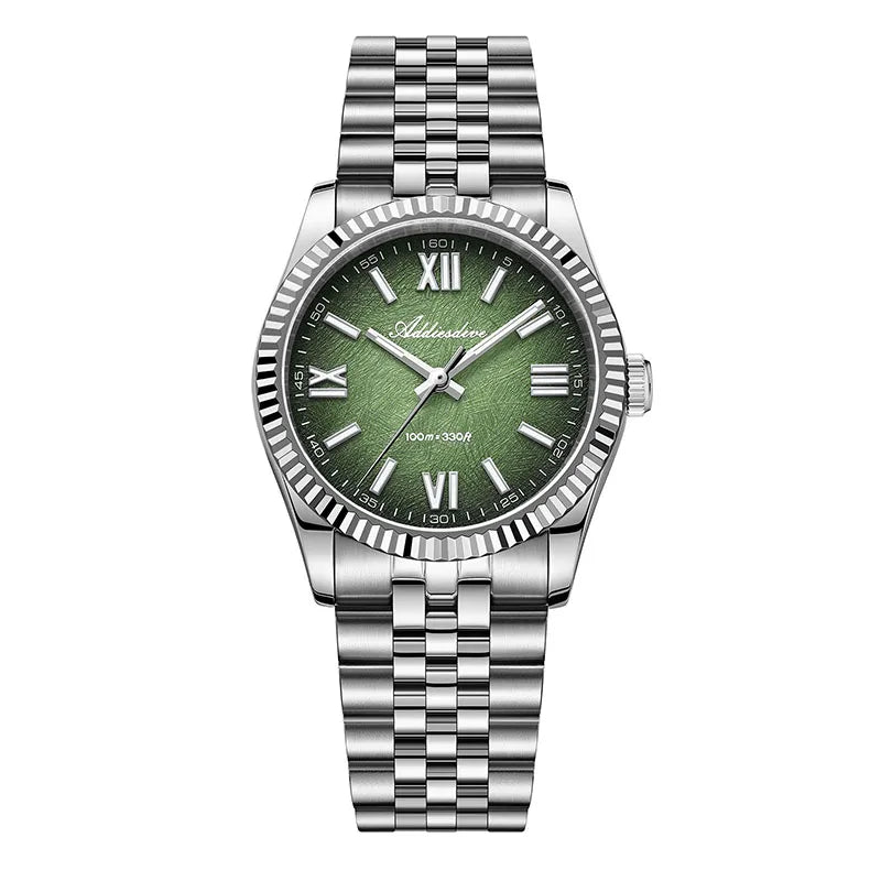 Reloj para hombre ADDIESDIVE 36mm AD2512 con luminiscencia BGW9, correa tipo Jubilee, sumergible 100m, cristal de zafiro y movimiento de cuarzo VH31