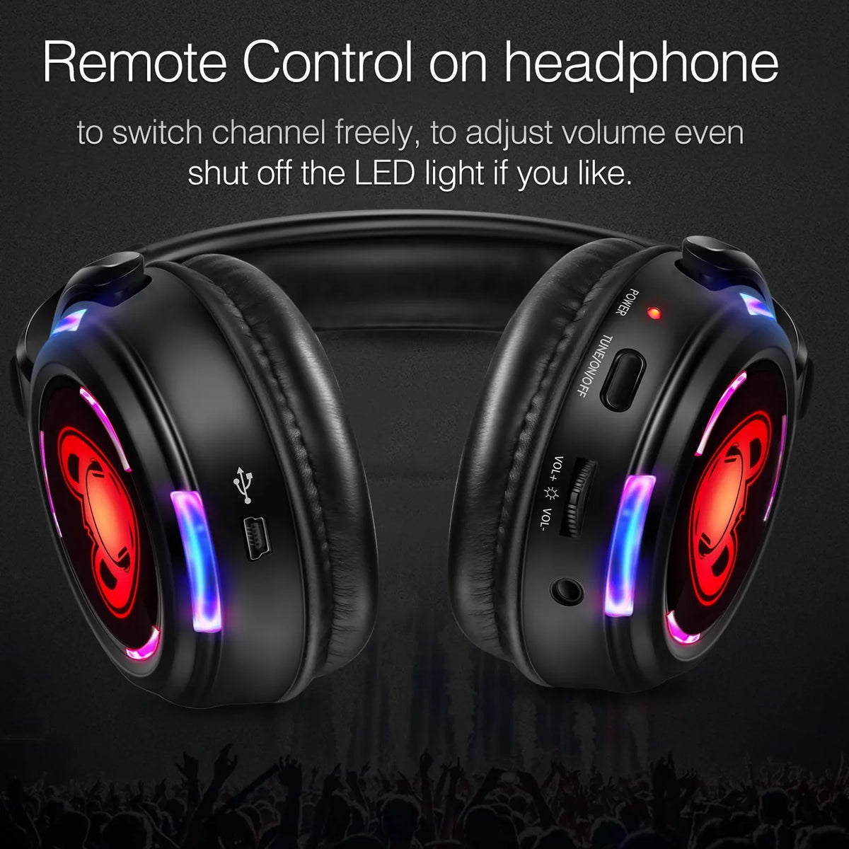 El mejor sistema de auriculares para discoteca silencioso, auriculares LED intermitentes con transmisor de 3 canales y 500M, inalámbrico RF para iPod, MP3, DJ y música
