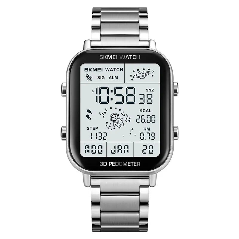 Reloj digital para hombre SKMEI de moda con pantalla retroiluminada, reloj electrónico cuadrado multifuncional deportivo, reloj digital LED para hombre
