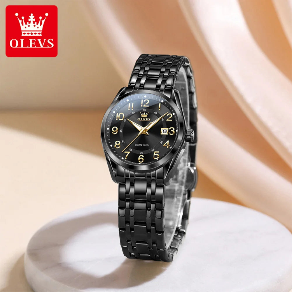 Relojes OLEVS para mujer, originales, con correa de acero, esfera digital clásica, calendario, resistente al agua, reloj de cuarzo, nuevo modelo 3666