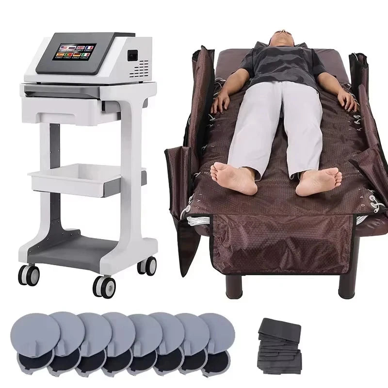 2026 3 en 1 presoterapia drenaje linfático infrarrojo masaje presoterapia máquina con masaje corporal manta de Sauna 2025 T21