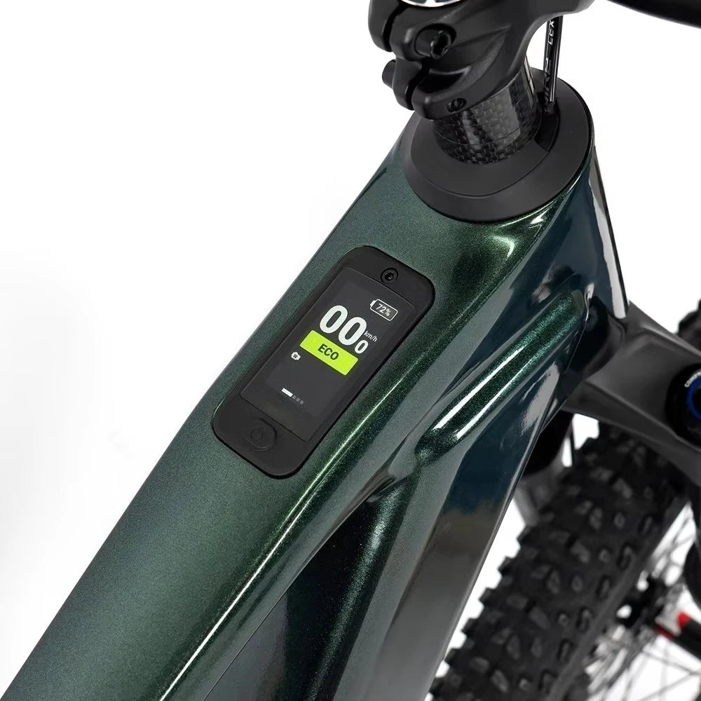 Latest model, for EM19 E mountain bike, mid-drive motor, 12-speed, carbon fiber electric mountain bike, dual suspension.