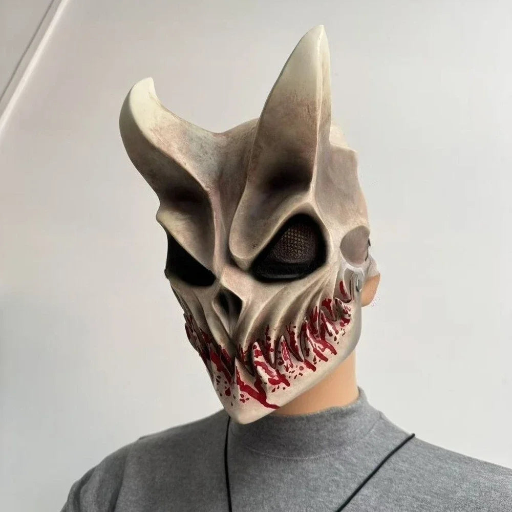 La matanza del deathcore prevalecerá ‌   Máscara de látex que cubre la mitad de la cara, ideal para Halloween, fiestas de disfraces, sesiones de fotos y como accesorio para disfraces.