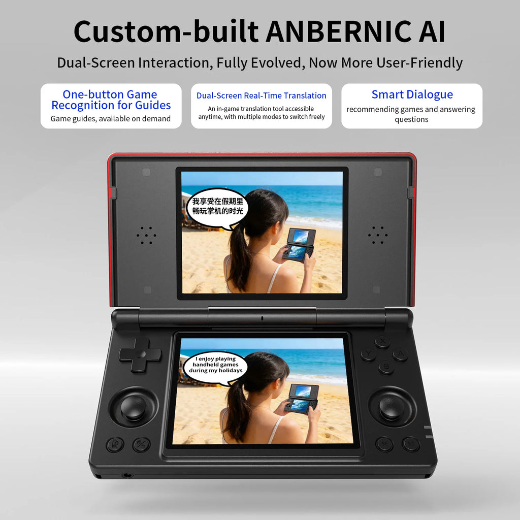 Anbernic RG DS Flip Retro Handheld Game Console 4" IPS Dual Screen Android/Linux Dual OS 4000mAh AI Wifi Streaming RixelHK Gifts
