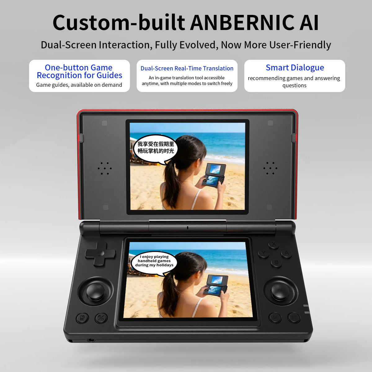 Anbernic RG DS Flip Retro Handheld Game Console 4" IPS Dual Screen Android/Linux Dual OS 4000mAh AI Wifi Streaming RixelHK Gifts