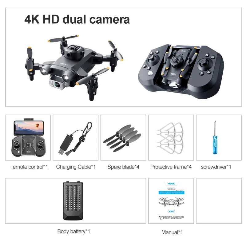 Mini Dron 4DRC V30 con cámara dual HD 4K, drones WIFI FPV profesionales, dron con evitación de obstáculos en cinco lados, helicóptero RC de juguete, regalo