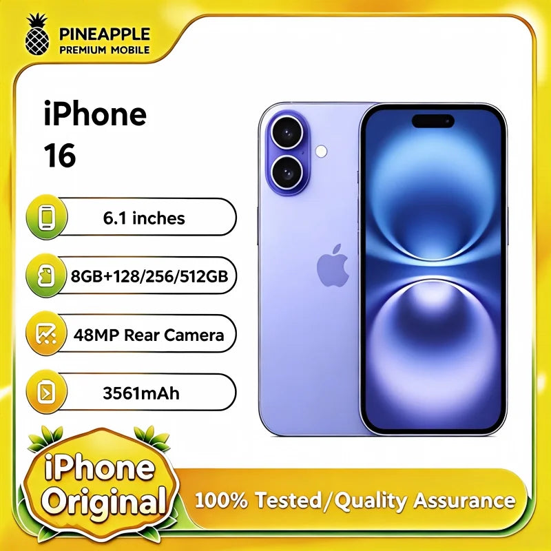 iPhone 16 original, 6.1" Super Retina XDR OLED, 128/256 GB ROM, 6 GB RAM, Face ID, NFC, A18, desbloqueado, versiones EE. UU. y China, 5G, teléfono móvil iPhone 16