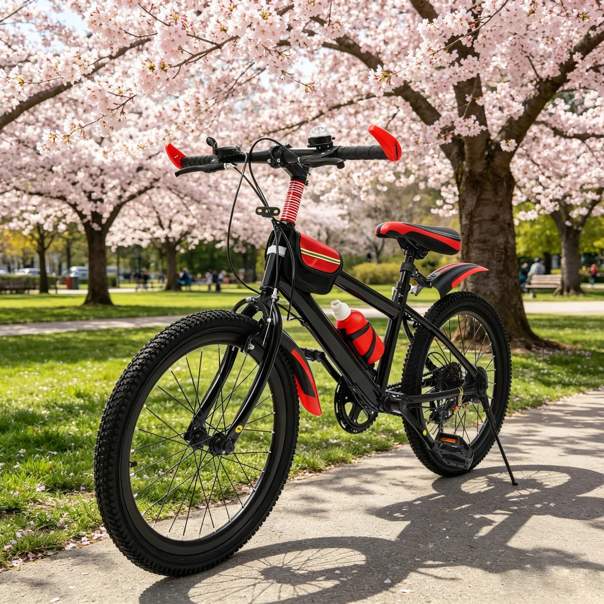 Bicicleta de montaña roja de 20 pulgadas, bicicleta de montaña; bicicleta de montaña de acero al carbono, bicicleta para niños