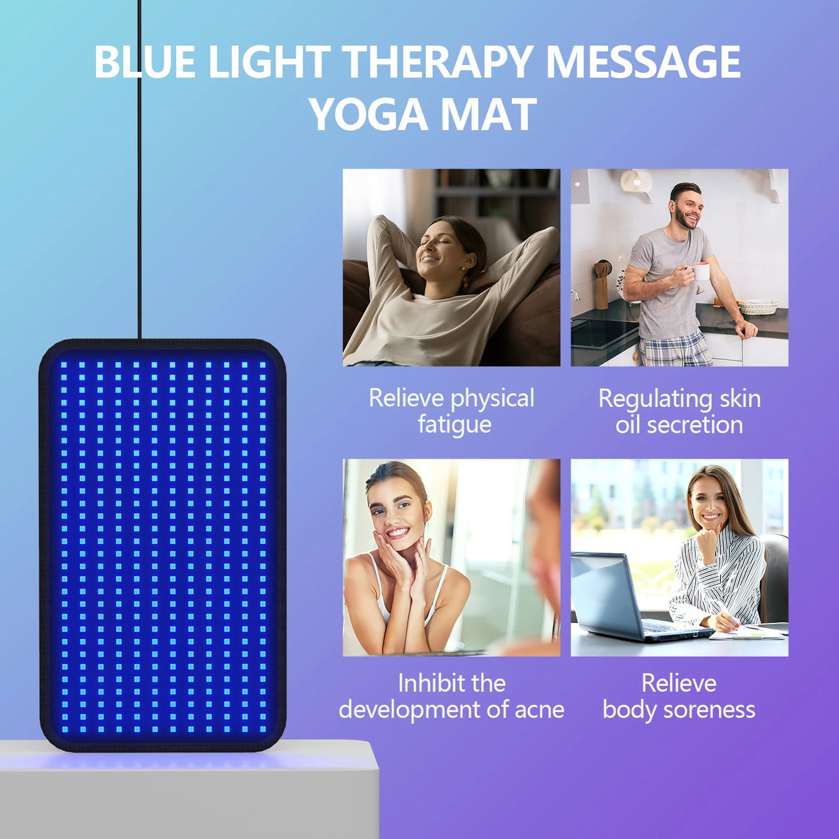 Lámpara de Bronceado de 30W con 460nm y 490nm, Solárium con 360 Luces LED para Todo el Cuerpo, 2 Modos: Constante + Pulsante, Almohadilla de Bronceado